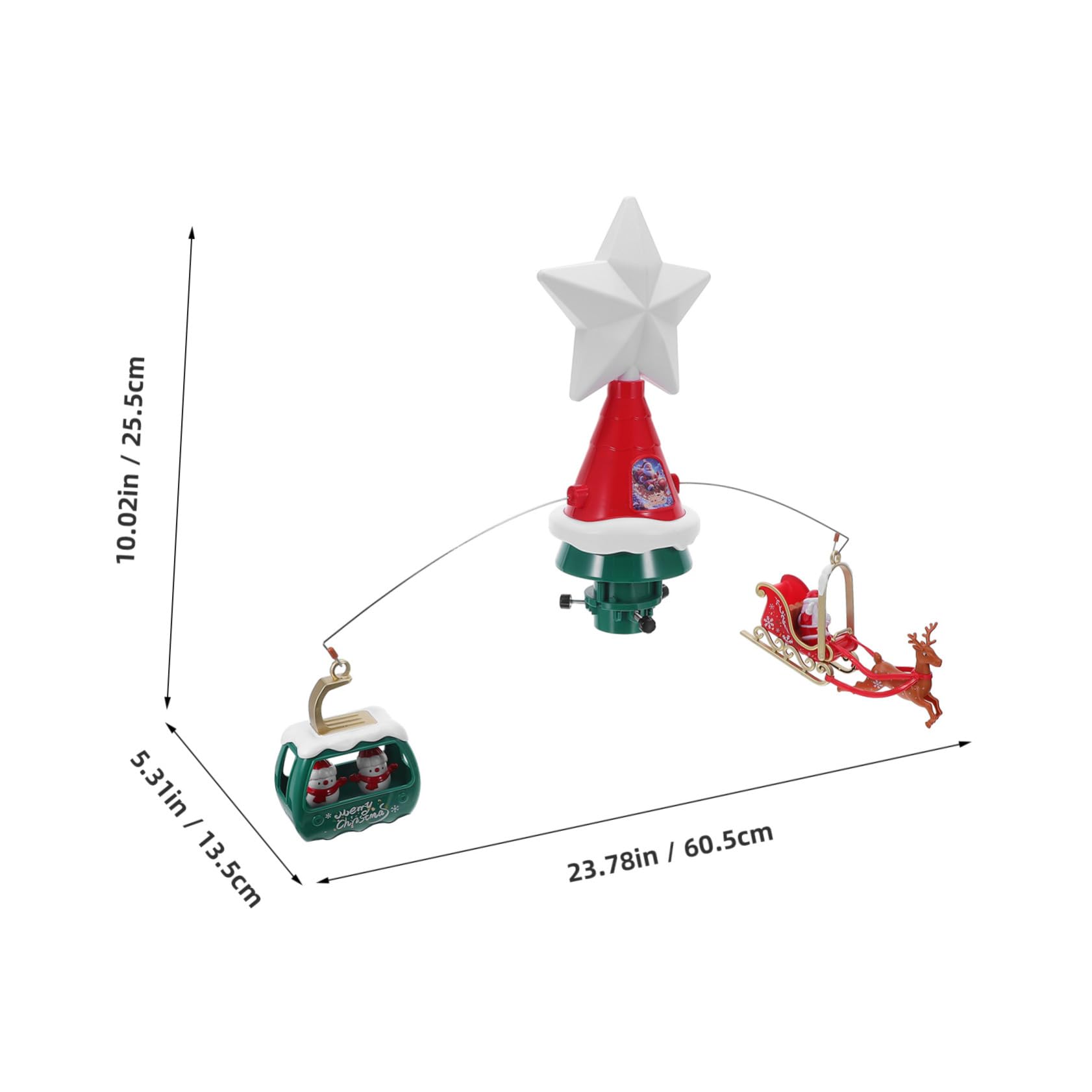 ULTECHNOVO Estrella para Árbol de Navidad Giratoria y Luminosa con Música Adorno con Papá Noel y Muñecos de Iluminación LED para Decoración Interior y Exterior Festiva