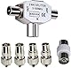 RUNCCI-YUN Antennen Verteiler Splitter - 0-1000 MHz - 2X Koax Stecker für DVB-T/BK - T-Adapter Verteiler für analoges und digitales Kabelfernsehen
