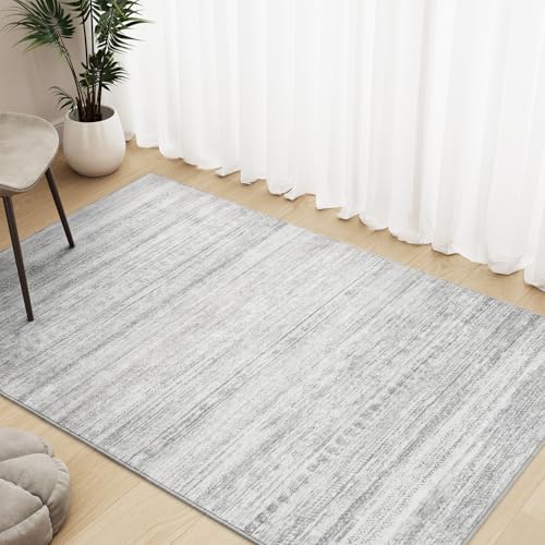 3x5 Area Rug Machine Washable Non Slip Rug Distressed Neutral Moroccan Boho Rug Ultra Soft Indoor Rugs for Bedroom Living Room Entryway Kitchen Foyer Bedside, Grey