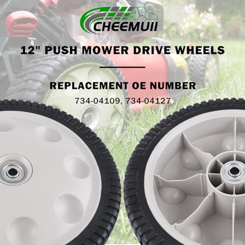 image for CheeMuii 734-04019 Lawn Mower Rear Wheels 2 Pcs 12