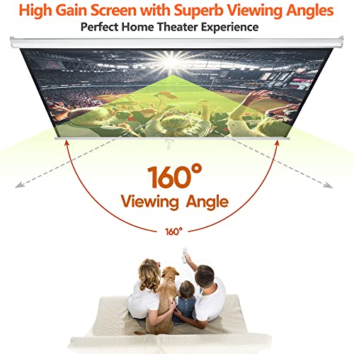 Image of SUPER DEAL 100'' 16:10 HD Projection Screen Foldable Anti-Crease Portable Projector Movie Screen Manual Pull Down for Home Theater Presentation Education Outdoor Indoor Public Display, White