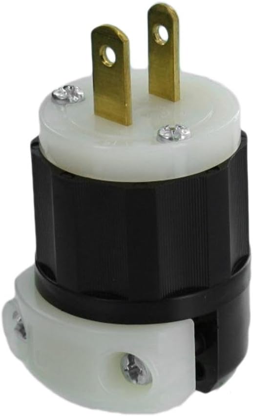 Leviton 5866-C 15-Amp, 125-Volt, NEMA 1-15P, 2P, 2W, Plug, Straight Blade, Industrial Grade, Non-Grounding, Black and White