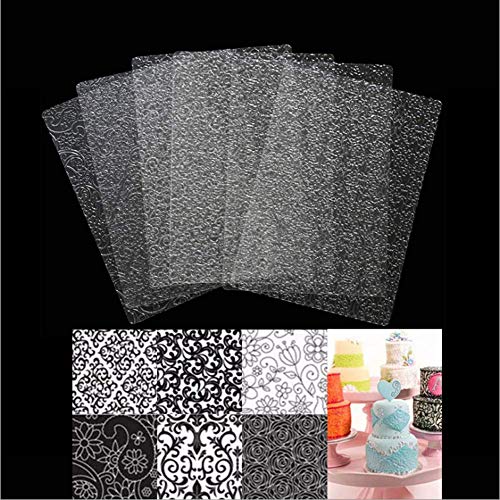 Zqwe 6Pcs Texture Mat Stencil Molds Biscuit Cake Mold Floral Texture Fondant Transparent Printing Mould Baking Cake Decoration #TOP5