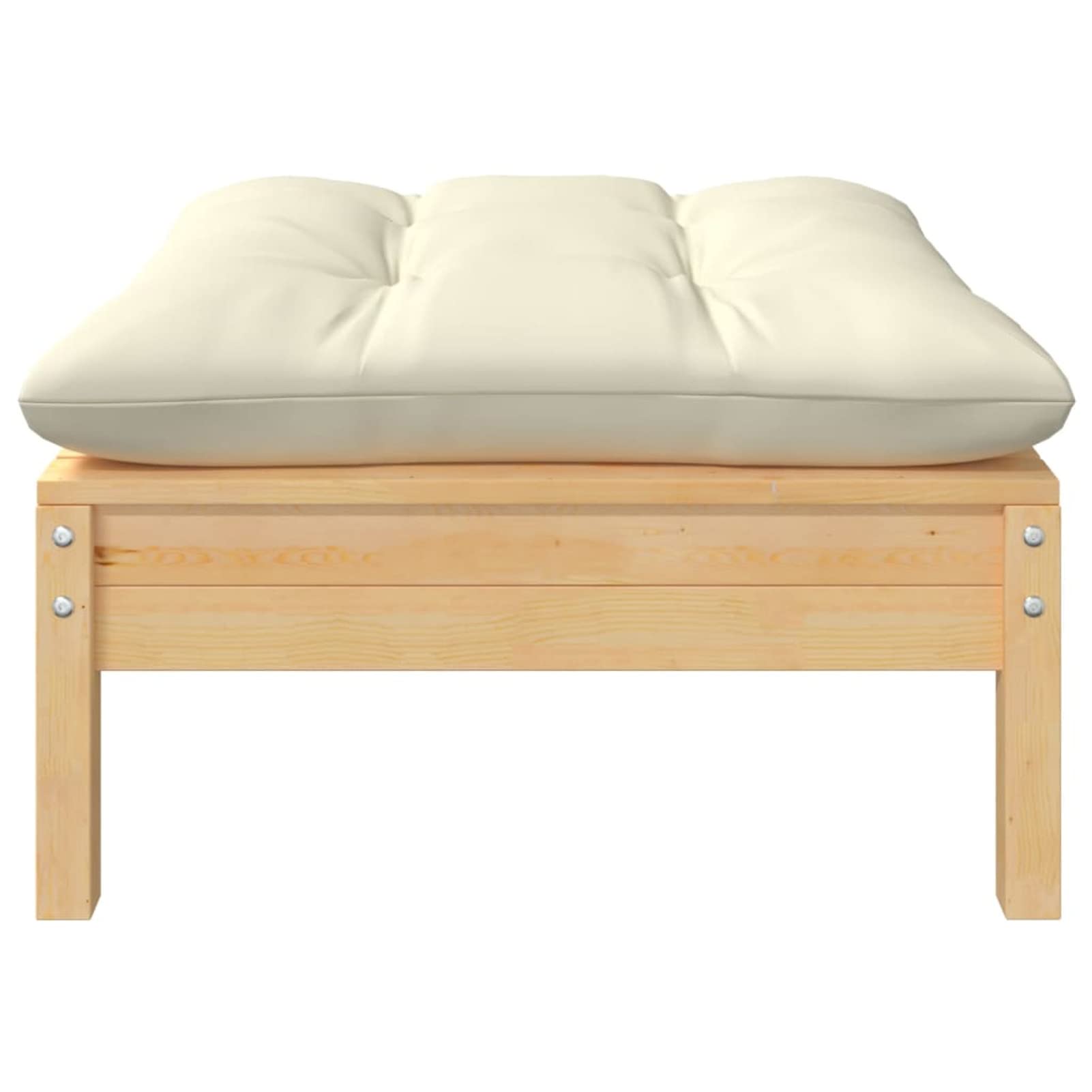 Homgoday Sofá de jardín de 2 plazas Madera Maciza Pino con Cojines cremasofa Exterior palets Madera Sofa palets Exterior Marrón y cremareposapiés (2 Unidades)