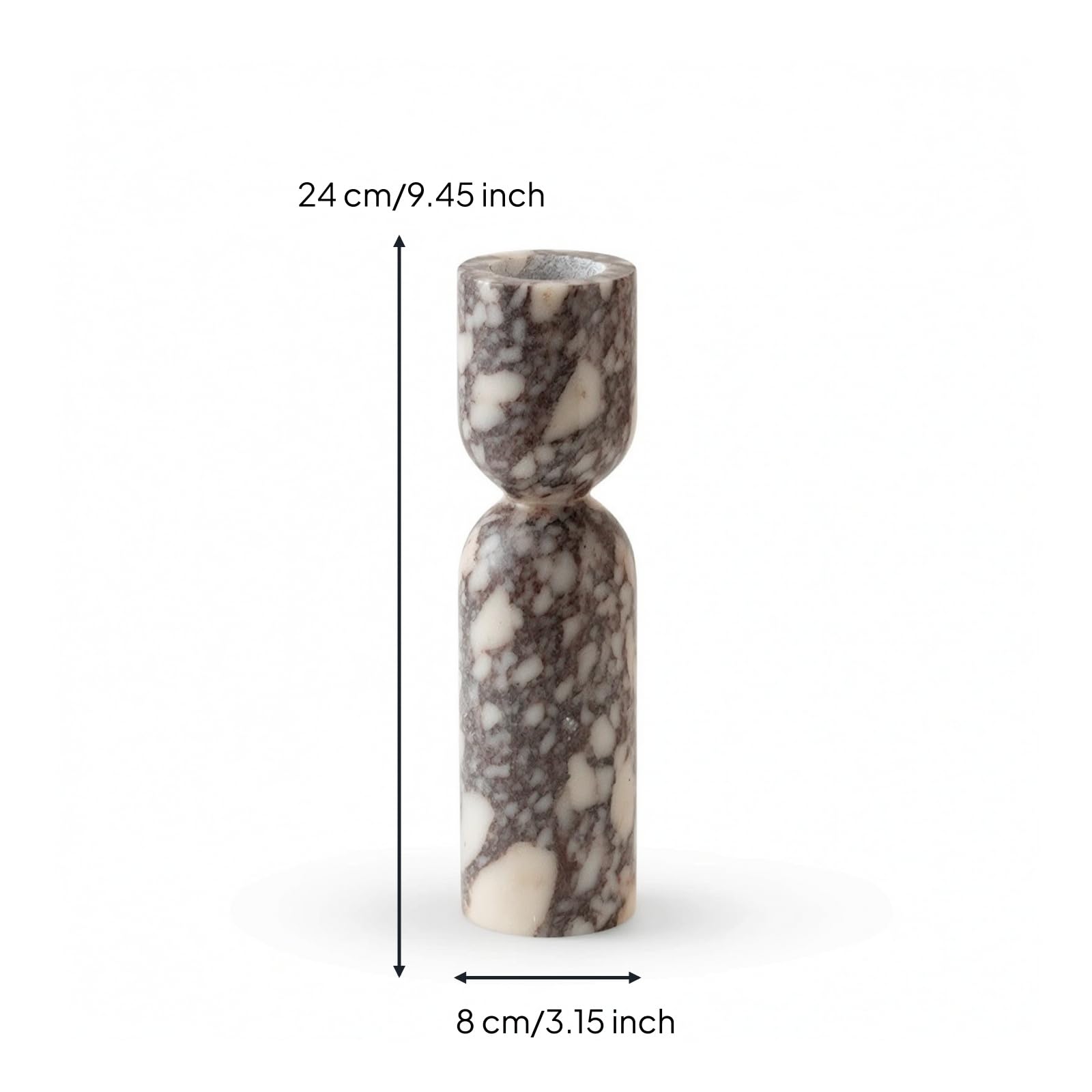Kerzenhalter Marmor Sanduhrform Kerzenständer Steinsockel Kerzenbasis Eleganter Look Zeitgemäßes Ambiente für Wohnung Büro Empfangsbereich Dekoration, Tall Style