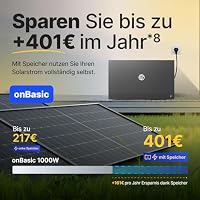 Solakon® 1000W Balkonkraftwerk mit Speicher - Balkonkraftwerk 1000W komplett Steckdose - 800W Hybrid-Wechselrichter - Solakon ONE & Erweiterungsspeicher mit 4,22 kWh - 2x 500W bifaziale Solarmodule – Ansicht 3