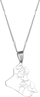 Stainless Steel Republic Of Iraq Map Pendant Necklace Gold Color Map Of Iraq Chain Jewelry