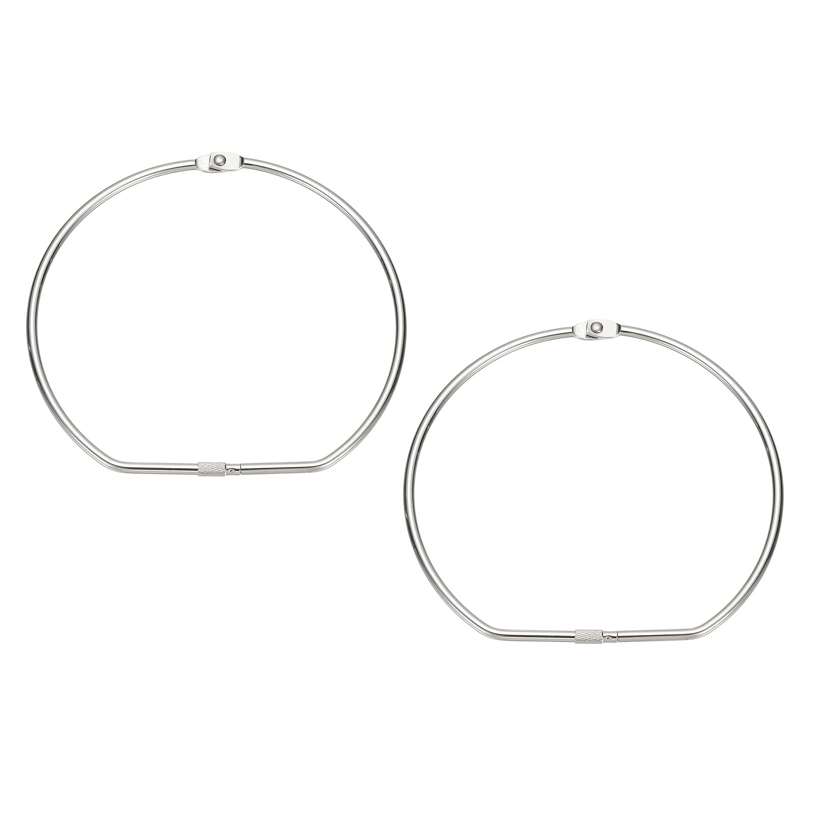 PATIKIL Loose Leaf Binder Rings, 6 Inch 2 Pcs Metal Book Binding Rings D-Shaped with Nickel Plated Key Ring for Index Cards Paper Photos Files DIY Craft Home Office, Silver
