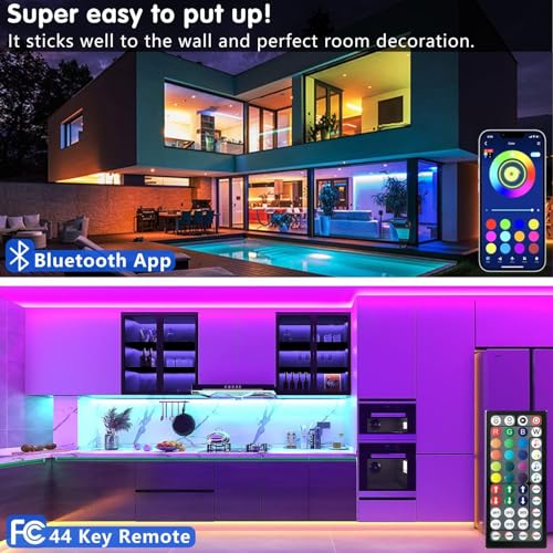 Keepsmile 30M Led Strip Lights (2 Rolls of 15M) Bluetooth Smart App Control Music Sync Color Changing RGB Led Light Strips with Remote,LED Lights for Bedroom Room Home Birthday Decor