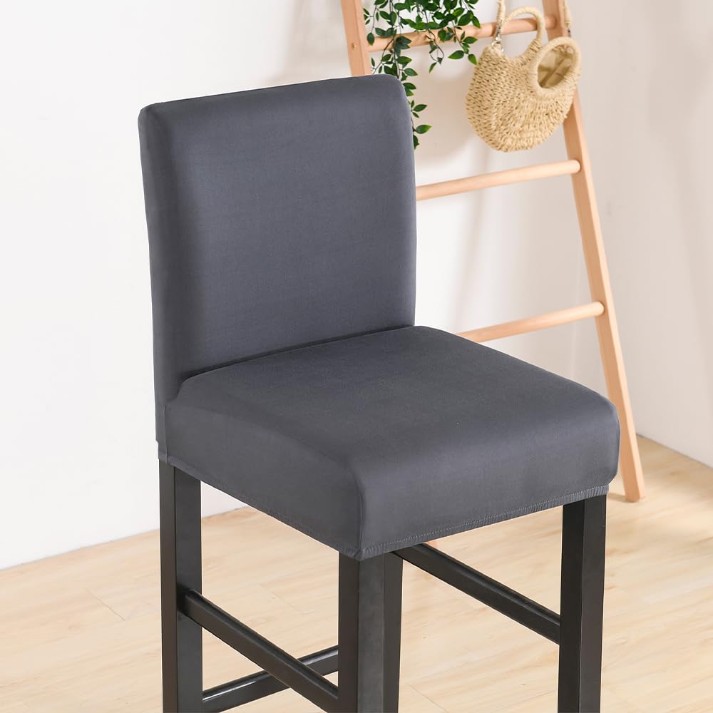 Housses de Chaise Hautes Housse de Tabouret de Bar Housses de Chaise de Bar Extensible Couvre Chaises Hautes Housses Tabouret de Salle à Manger Lot de 6 Gris foncé