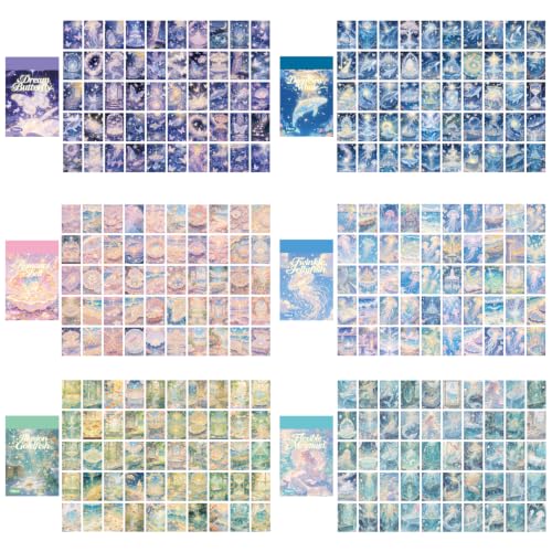 Image of Washi Stickers Set Vintage Aesthetic Sticker Book for Journaling, DIY Decorative Paper Sticker Decals for Bullet Journal Art Scrapbooking Diary Card Craft Gift Album (Ocean Style)