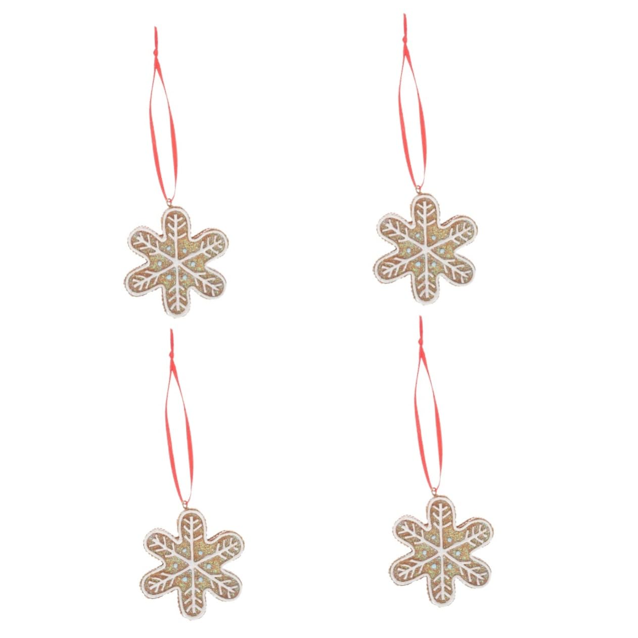 PRETYZOOM Lustige Winterdeko 4 Stück Weihnachtsbaumschmuck Hängende Schneeflocken Weihnachtsdekorationen Hängende Ornamente Hausdekorationen Für Zuhause Weihnachtsfeier Dekoration Hellbraunes Harz