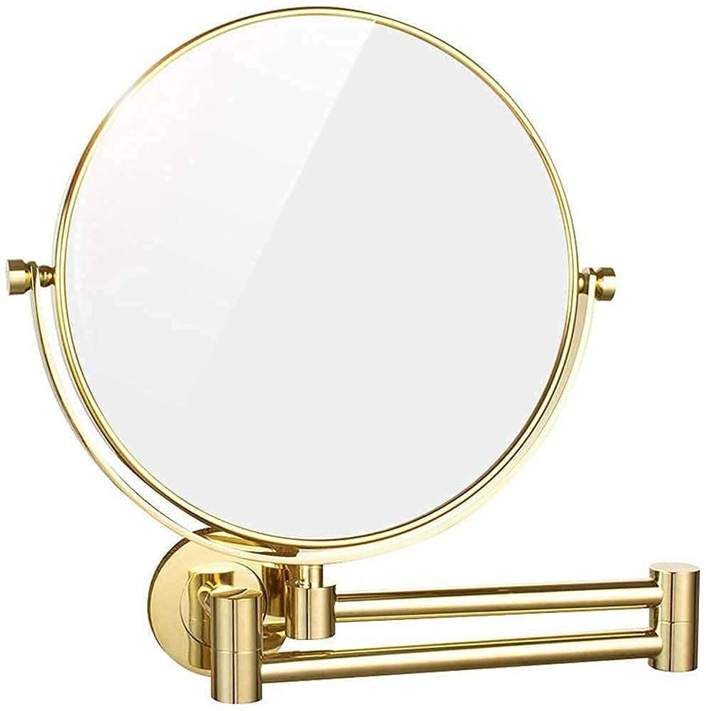 TYUHDUYUR Vanity Mirror, Wall Mounted Makeup Mirror with 10X Magnification, 8 Inch Double Sided Vanity Magnifying Mirror, Cosmetic Mirror Shaving Mirror for Bathroom Gold