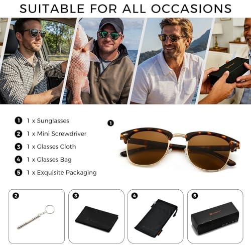 Image of SUNGAIT Polarized Sunglasses for Men and Women, Classic Half-Frame Retro Shades for Driving, Travel, and Outdoor Activities