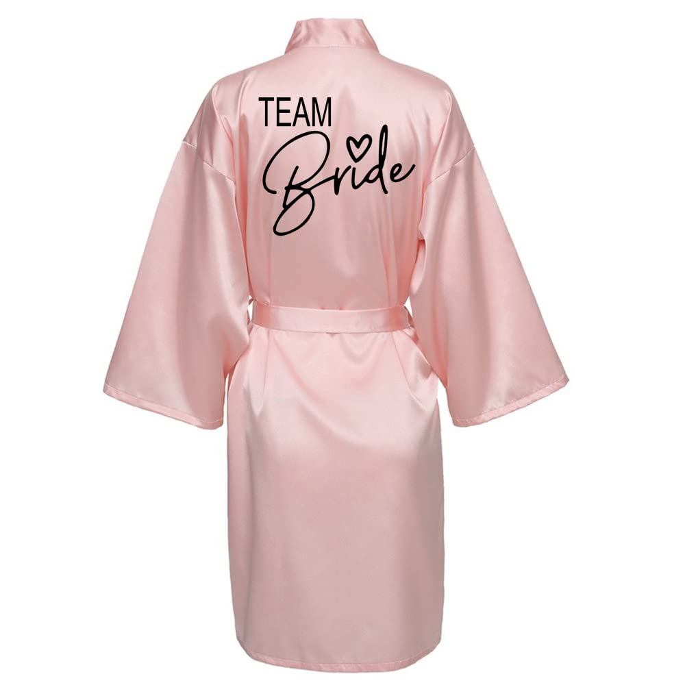 JPHCHSC Satin Silk Robe Wedding BathRobe Bride Bridesmaid Dress Gown Women Sleepwear Nightwear CX1003