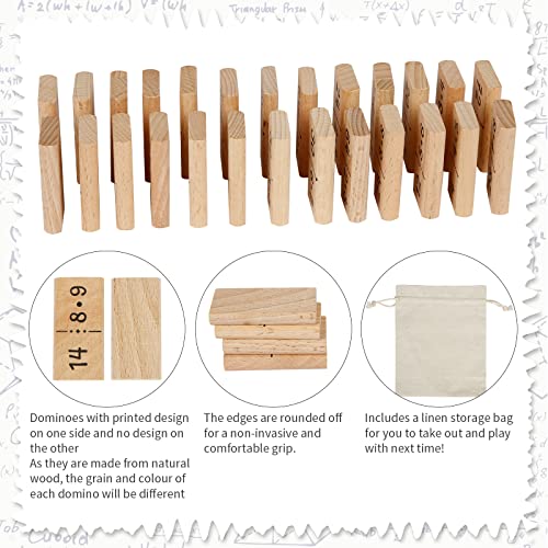 LOPOTIN 38TLG 1x1 Lernen Spiel Dominosteine Domino Kinder Rechnen Lernen Ab 5 Jahre Mathe Spielsteine Bausätze Spiel aus Holz Lernspielzeug für Grundschule Einschulung Geschenk