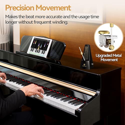 TERENCE Mechanisches Metronom Hochpräzises Metronom Lauter Ton, Geeignet für Klavier Violine Keyboard Bass Gitarre Guzheng Trommel Qinge Geeignet für Erwachsene, Kinder, Anfänger, Profi, Schwarz