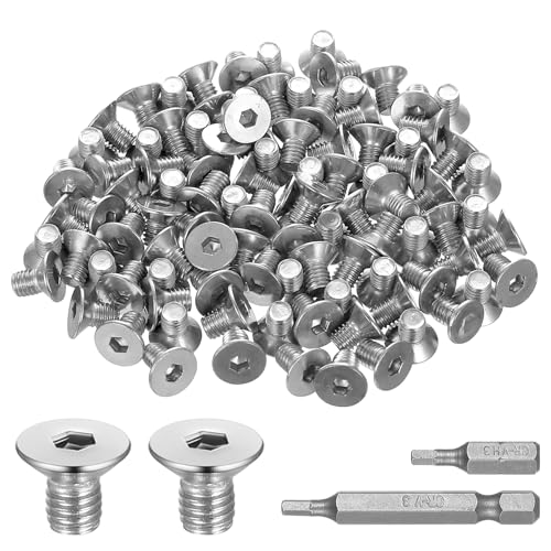 120 PcsTornillos Avellanados M5 x 8 mm, Tornillos de Cabeza Hueca Hexagonal de Acero Inoxidable, Tornillos de Cabeza Hueca Plana Allen, con 2 Puntas
