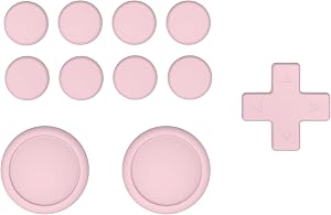 PlayVital Silicone Cross D-Pad Button Covers and Thumb Grip Set - Switch Lite D-Pad Button Cap, ABXY Directional Key Caps Compatible with Nintendo Switch/OLED Joycon/Lite, Pink