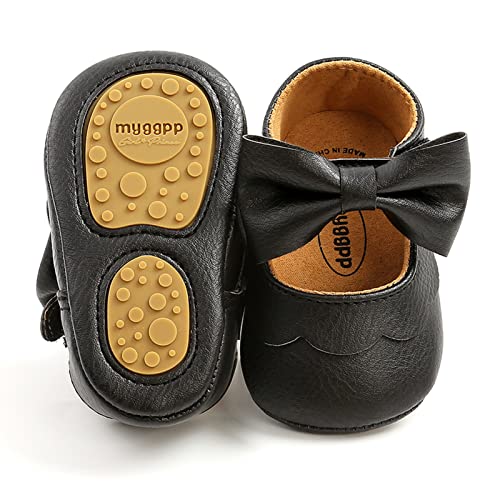 Image of RVROVIC Baby Girls Shoes Soft Sole Mary Jane Flats Princess Dresses Shoes PU Cute Bow Prewalker