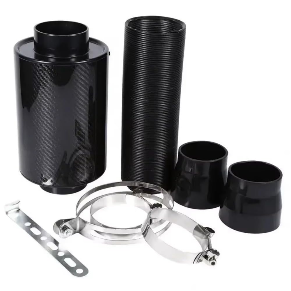 Filtro aria sportivo Sistema di aspirazione aria fredda in fibra carbonio Kit tubo induzione da 76 mm Filtro chiuso universale Aspirazione aria auto(76mm-3.0inch)