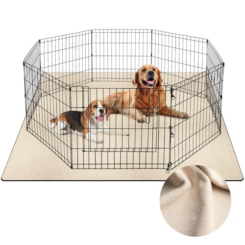 Image of 165cm x 122cm Washable Pee Pads for Dogs Beige Thick Reusable Puppy Pads Strong Absorbing Leak-Proof Dog Whelping Mats Chew-Proof Non-Slip Dog Playpen Pads