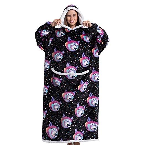 Mens Womens Wearable Blanket Sweatshirt Oversized Hoodies Cotton Velvet Hooded With Pocket Length 1.4M #TOP1