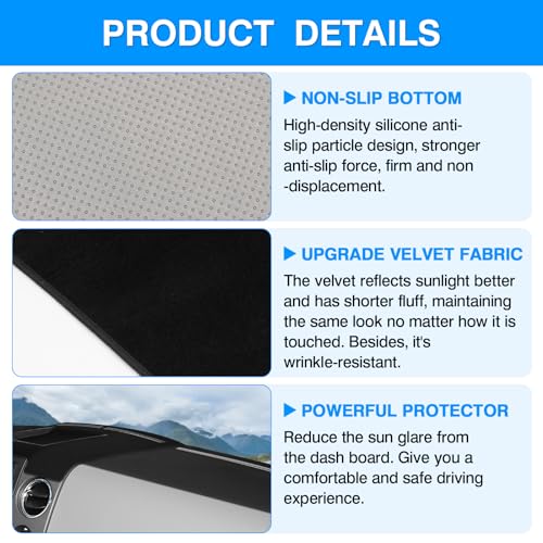 Image of Autorder Dashboard Cover Mat for Ford F150 2004 2005 2006 2007 2008 Accessories Dash Cover Upgrade Velvet Dash Mat Sunshade Glare UV Rays Protector