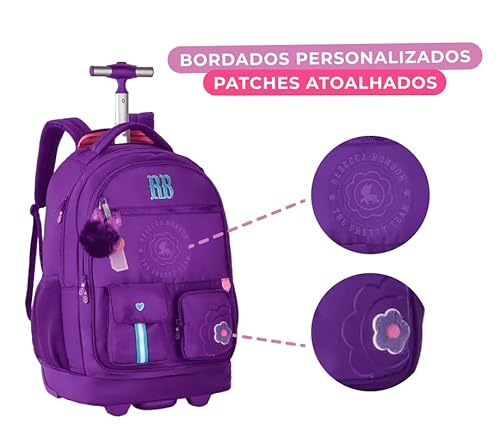 Kit Mochila Rodinha Escolar Juvenil Rb Rebecca Bonbon Carrinho Estojo E Lancheira (roxo)