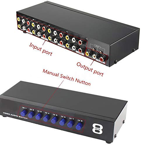 axGear AV Switch Box Composite Selector 8 Port RCA Audio Video 8 in 1 Out to TV - Image 6