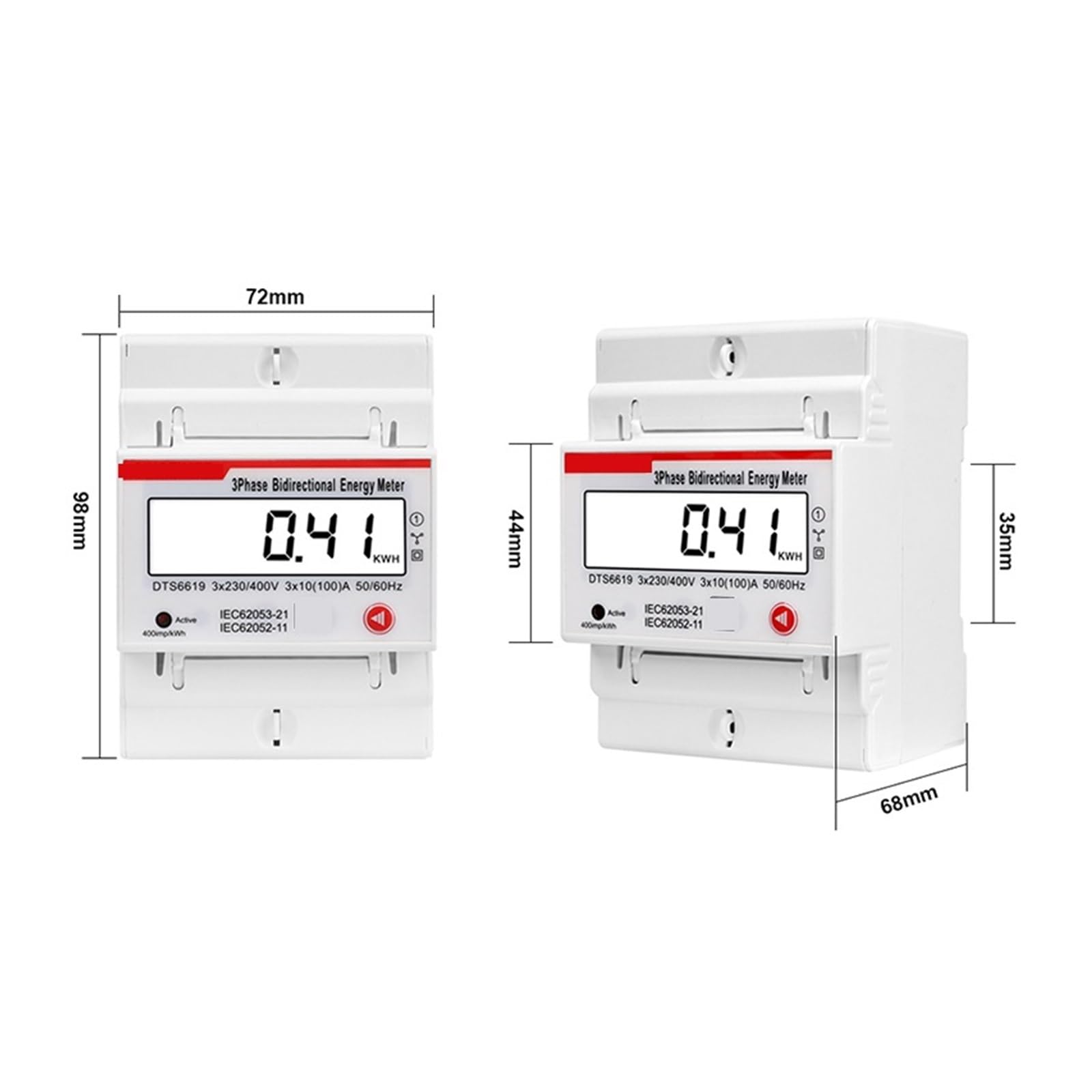 Contador de energía Digital Vatímetro Digital bidireccional de 100 A y 380 V CA, trifásico, medidor de energía fotovoltaica, kWh, Voltaje, Corriente, Potencia y Hz