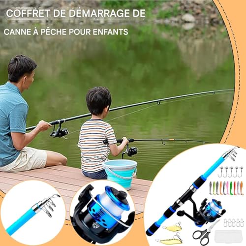 Caña de pescar para niños ligera sin enredos juego telescópico piscina 3