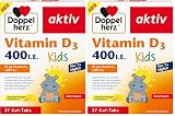 Doppelherz Vitamin D3 400 I.E. Kids - Vitamin D für die normale Funktion des Immunsystems und das normale Wachstum und die Entwicklung von Knochen bei Kindern - 27 Gel-Tabs (Packung mit 2)