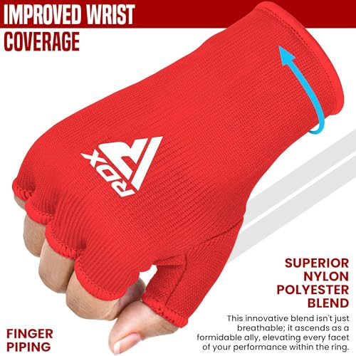 Image of RDX Boxing Hand Wraps Inner Gloves Men Women, Half Finger Elasticated Bandages, Under Mitts Fist Protection, Muay Thai, Kickboxing, MMA, Martial Arts Speed Bag Punching Training