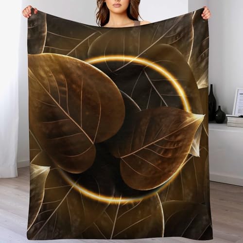 Couverture polaire plante d'or jeté de lit élégant pour chambre - 7