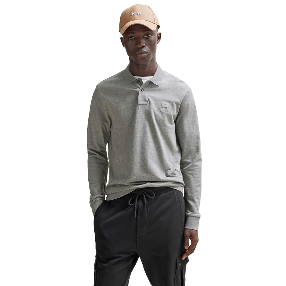 BOSS Mens Passerby Stretch-Cotton Slim-fit Polo Shirt with Logo Patch