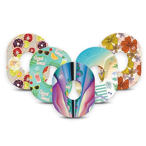 ExpressionMed - Adhesive Patches for Dexcom G7 & Stelo (Pack of 5) - Made in The USA, Waterproof, Non-Fraying, Pre-Cut CGM Sensor Tapes (Beachy Variety Pack)