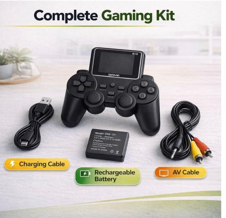 S10 Gamepad Digital Game Player with Built-in Screen, 400 Classic Games, Rechargeable, AV Output, Ergonomic Design-image-3