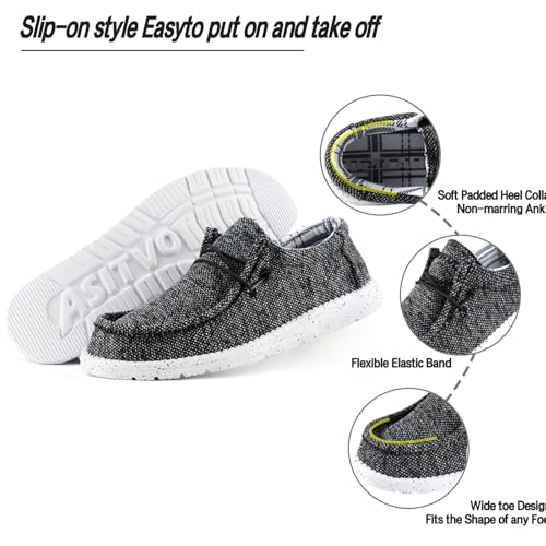 ASITVO Men's Loafers & Slip-ons|Casual Slip on Walking Shoes|Wide Width Toe Box Black White3
