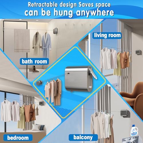 Corde à linge rétractable 4 m résistante à la rouille en acier