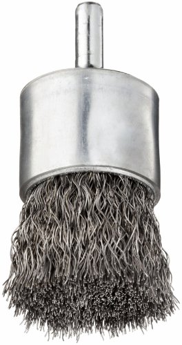 Image of Weiler 11007 1 inch Coated Cup Crimped Wire End Brush, .0104 inch Steel Fill, Made in the USA
