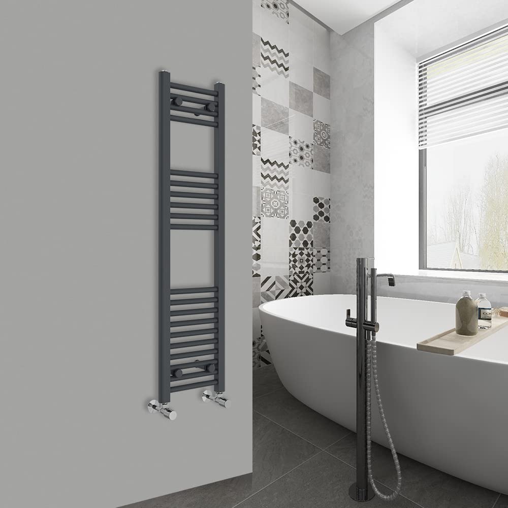 Warmehaus Anthracite Straight Bathroom Heated Towel Rail Ladder Radiator 1200X300mm
