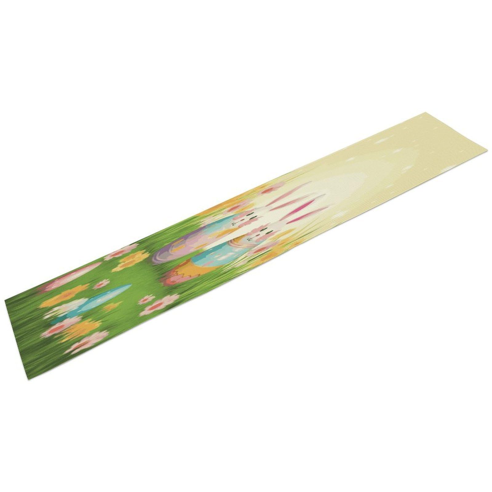 Btcowzrv Style Happy Easter Day Linen Table Runner 72.4 Inches Long, Machine Washable Table Runner For Party Kitchen Dining Table Coffee Holiday Party Decor, 13.4"X72.4"