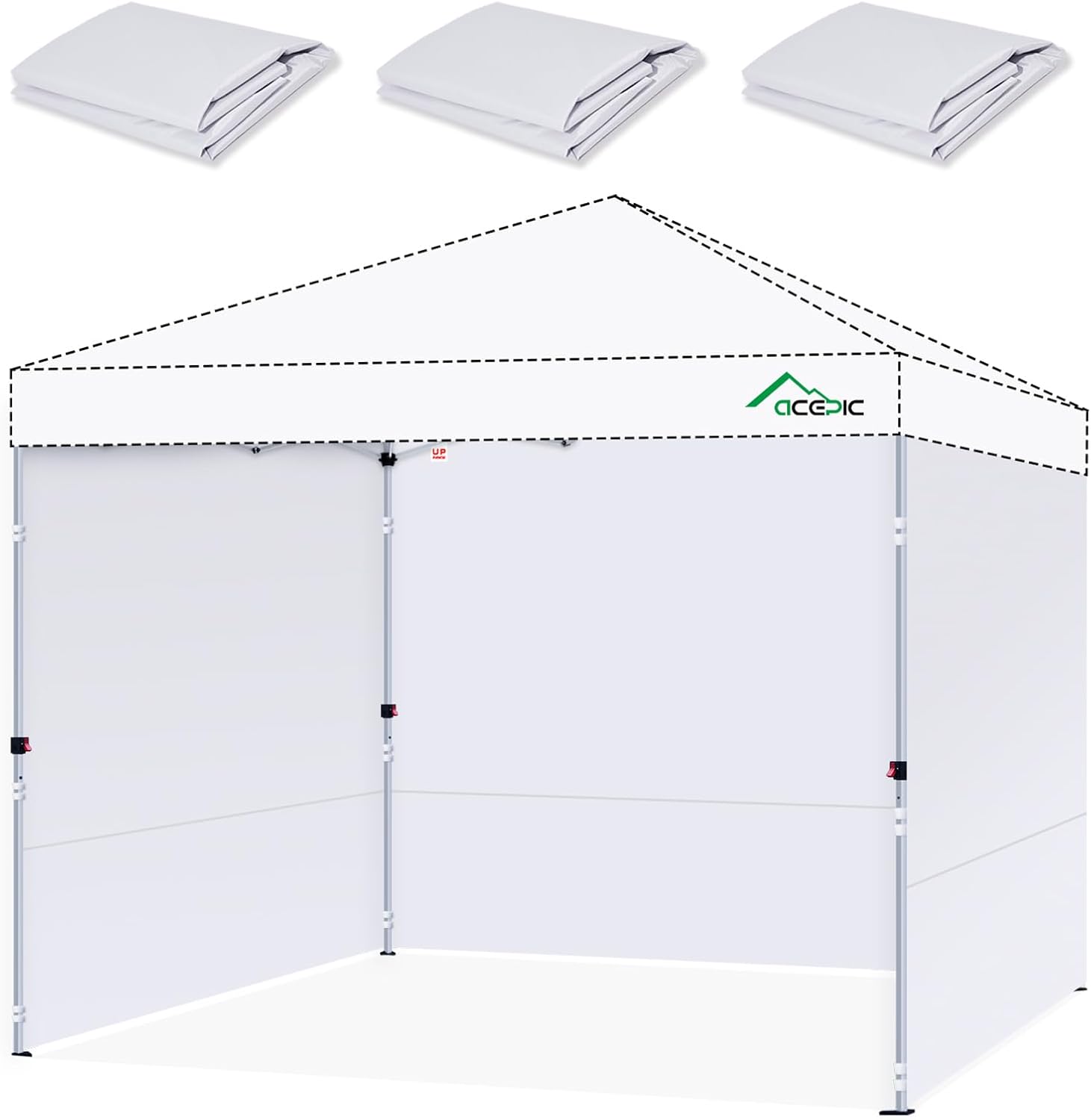 Instant Canopy Tent Sidewalls for 10x10 Pop Up Canopy 210D Waterproof, 3 Piece Sidewalls, (3PCS Sidewall Only, Tent NOT Included) (White, 10 * 10ft 3Pcs)