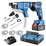 Uhfsyut 21V Cordless Drywall Screw Gun and Electric Screwdriver - 2-in-1 Self-Feeding Screwdriver, Includes Storage Toolbox and 4.0Ah Battery, Perfect for DIY and Professional Use (One battery set)