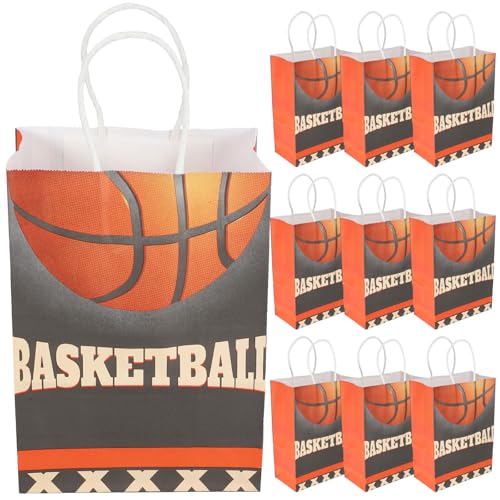 Hemobllo Bolsas de Papel Estampado de Baloncesto, 20 Piezas Reutilizables de 21 X 15 CM para Regalos en Cumpleaños y Reuniones Deportivas