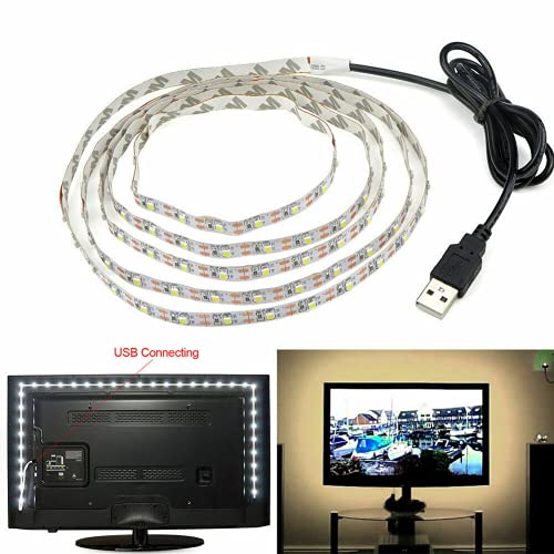 Cinta LED USB 5V Warm White 2M para TV PC miniatura 7