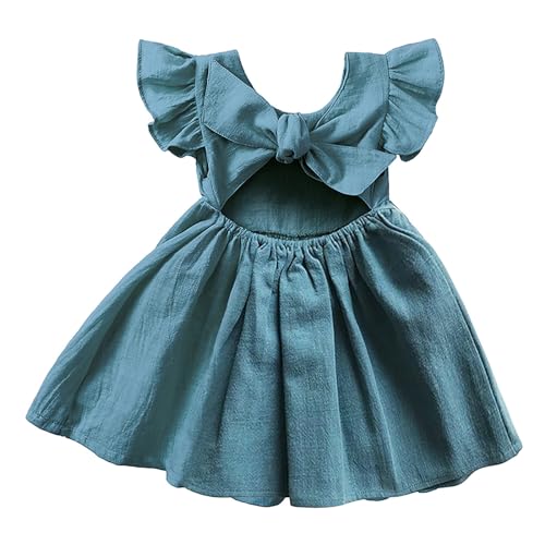 Girls Dresses for Kids Short Fly Sleeve Bowknot Tulle Gown Dress Clothes Toddler Girl Striped Dress2