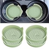 Amooca Car Cup Coaster Universal Automotive Waterproof Non-Slip Cup Holders Sift-Proof Spill Holder Car Interior Accessories 4 Pack Tea Green