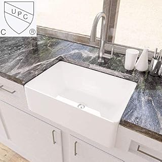 KES White Farmhouse Sink 30 Inch Kitchen Apron Front Undermount Sink Single Bowl